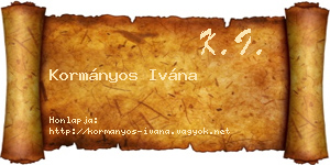 Kormányos Ivána névjegykártya
